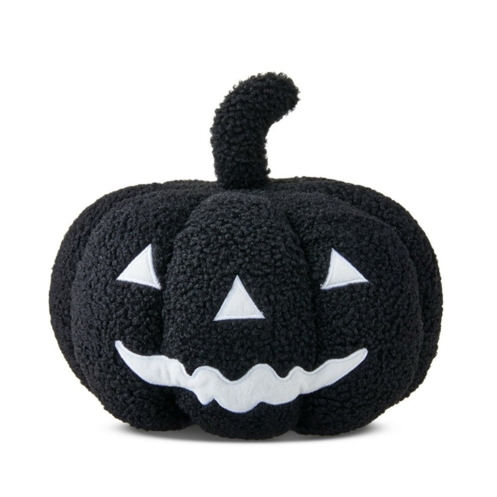 Plush Black Burlap-Style Jack-O’-Lantern Pillow